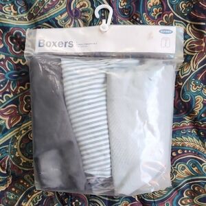 New Old Navy Men Boxer Short Light Blue & White Striped Cotton Shorts Sizes L